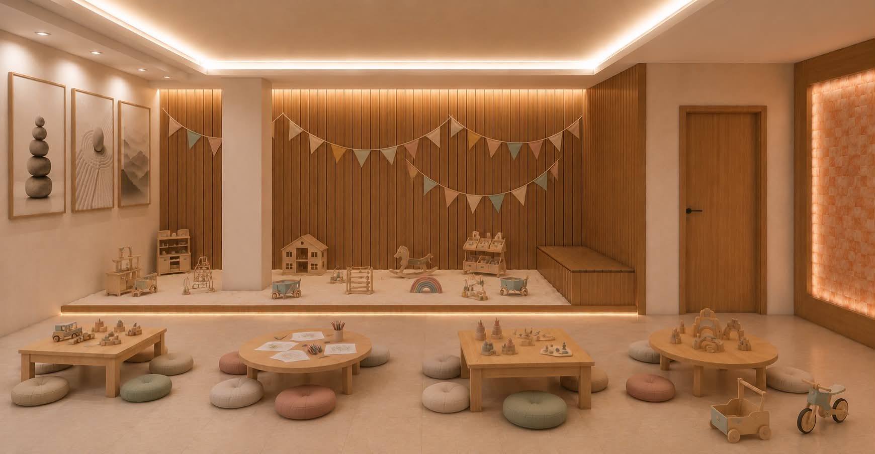 Children's salt room with wooden toys